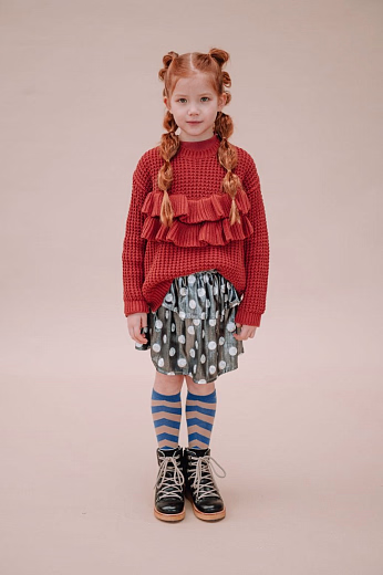 Джемпер кирпичного цвета с оборками от бренда Sproet & Sprout