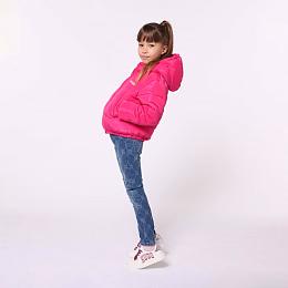 Пуховик цвета фуксия с контрастной подкладкой от бренда HUGO