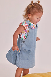 Джинсовый сарафан и футболка Flower от бренда Boboli