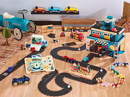 Винтажная гоночная машина синего цвета от бренда Vilac