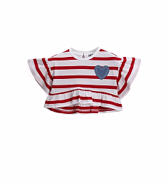 Футболка-кроп с воланами от бренда Original Marines Красный Белый