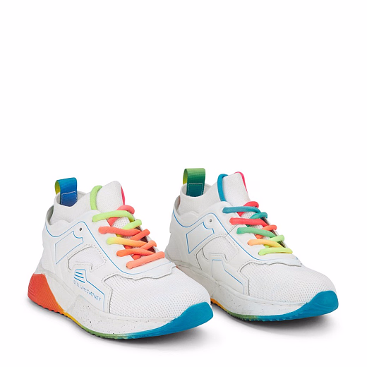 Кроссовки белые с цветными шнурками от бренда Stella McCartney kids