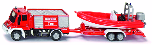 Модель пожарной машины с катером,1:87 от бренда Siku