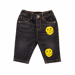 Джинсы черные со смайликами от бренда JOHN RICHMOND