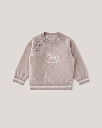 Джемпер и джоггеры бежевого цвета с принтом лошадки от бренда Anna Leon