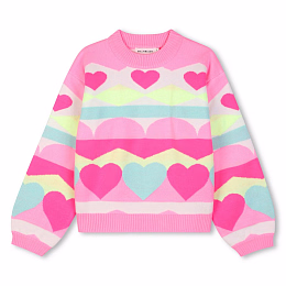 Джемпер  с разноцветными сердцами от бренда Billieblush