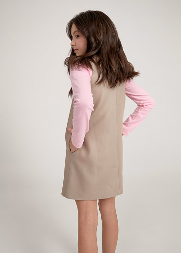 Платье бежевое с декоративной строчкой от бренда NOT A TOY