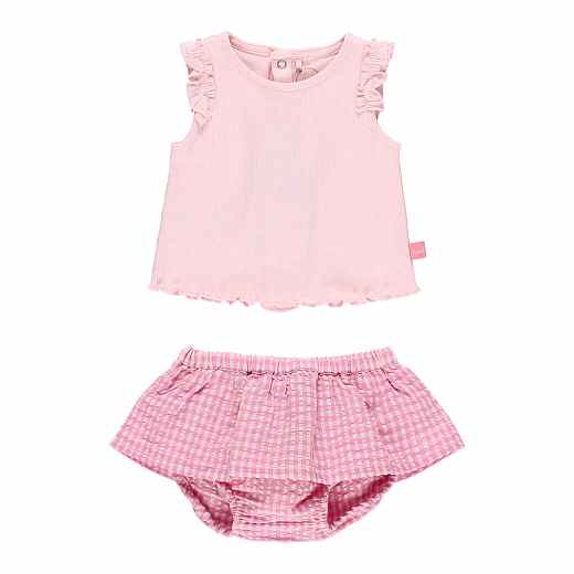 Футболка и блумеры Pink check от бренда Boboli