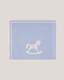 Плед голубого цвета с принтом лошадки от бренда Anna Leon