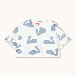 Футболка-кроп SWAN от бренда Tinycottons Белый Голубой