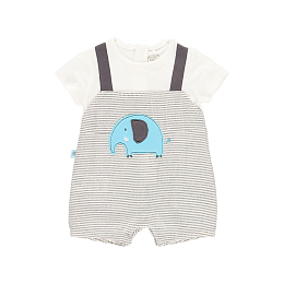 Футболка и комбинезон в полоску Elephant от бренда Boboli