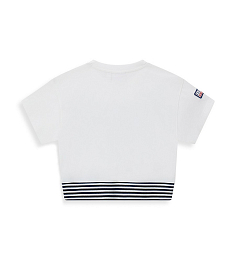 Футболка кроп Milk с надписью от бренда Original Marines Молочный