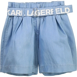 Шорты джинсовые светло-голубые с поясом от бренда Karl Lagerfeld Kids