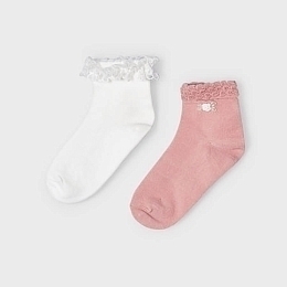 Носки 2 пары белого и розового цветов с кружевом от бренда Mayoral