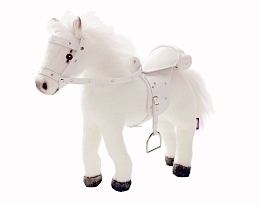 Белая лошадь с седлом и уздечкой, со звуком от бренда Gotz