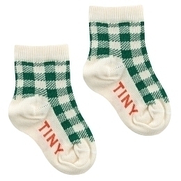 Носки бело-зеленые в клетку от бренда Tinycottons