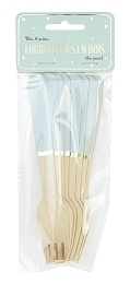Вилки деревянные Пастельный голубой с золотом 8 шт от бренда Tim & Puce Factory