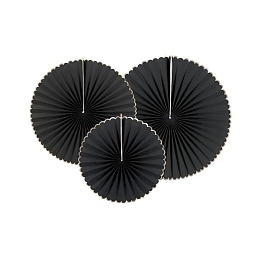 Три декоративных вентилятора Черный и золото от бренда Tim & Puce Factory