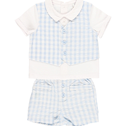 Футболка с жилеткой и шорты Sky check от бренда Boboli