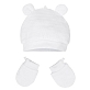 Комплект: шапка белого цвета, рукавички антицарапки от бренда Mayoral