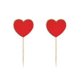 Шпажки Красные сердца с золотом 10 шт от бренда Tim & Puce Factory