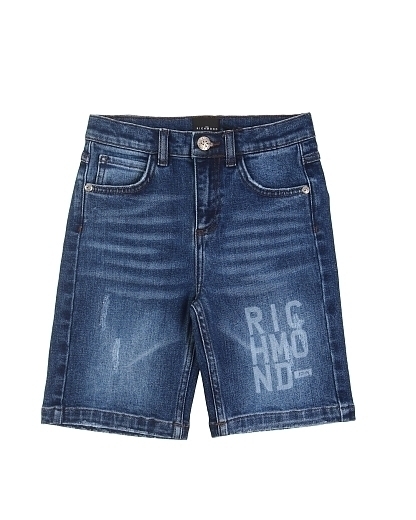 Шорты джинсовые с надписью от бренда JOHN RICHMOND