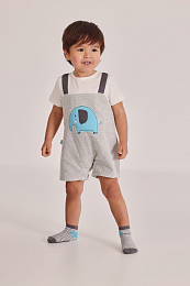 Футболка и комбинезон в полоску Elephant от бренда Boboli