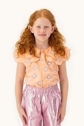 Блузка с птичками и кружевным воротничком от бренда Tinycottons