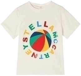 Футболка Beach Ball Logo Print от бренда Stella McCartney kids Молочный Разноцветный