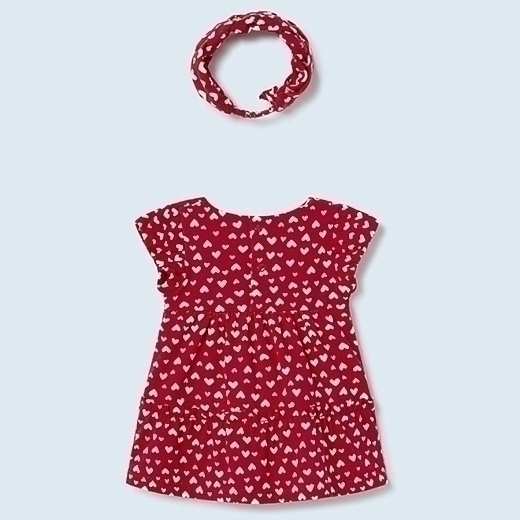 Платье красное с сердечками и повязка на голову от бренда Mayoral