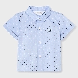 Рубашка голубого цвета в мелкий горох от бренда Mayoral