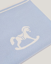 Плед голубого цвета с принтом лошадки от бренда Anna Leon