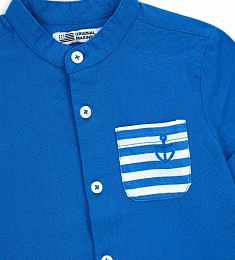 Рубашка синего цвета с карманом в полоску от бренда Original Marines