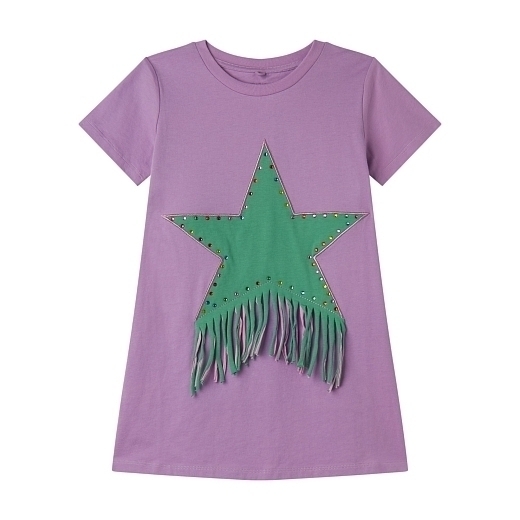 Платье-футболка Fringed Star от бренда Stella McCartney kids