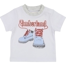 Футболка с принтом ботинок для малышей от бренда Timberland Белый