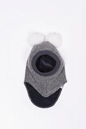 Шапка-шлем Double fur серый от бренда Peppihat