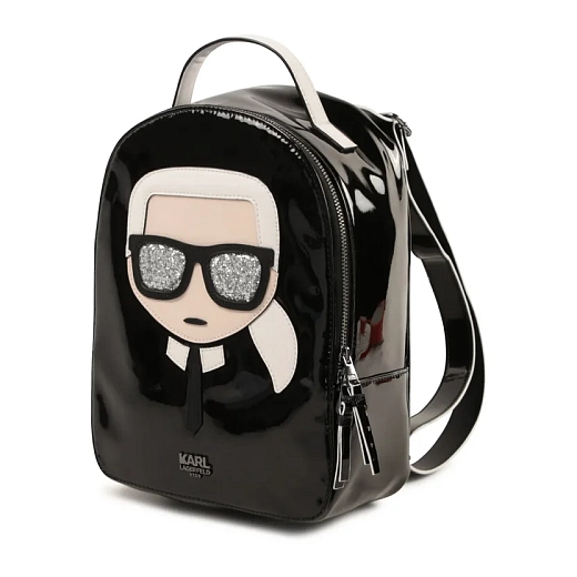 Рюкзак лаковый черного цвета от бренда Karl Lagerfeld Kids