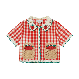 Блузка в клетку с клубничками от бренда Stella McCartney kids Красный