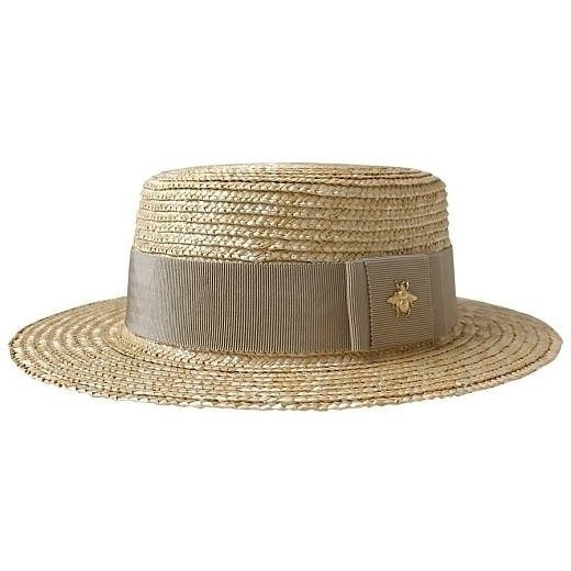 Соломенная шляпа-канотье с пчелой с бежевой лентой от бренда Skazkalovers
