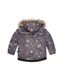 Куртка серая с принтом зимнего пейзажа, манишка и полукомбинезон от бренда Deux par deux