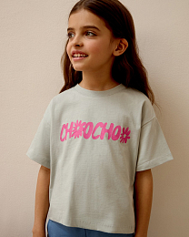 Футболка-кроп ChooChoo от бренда CHOOCHOO Серый