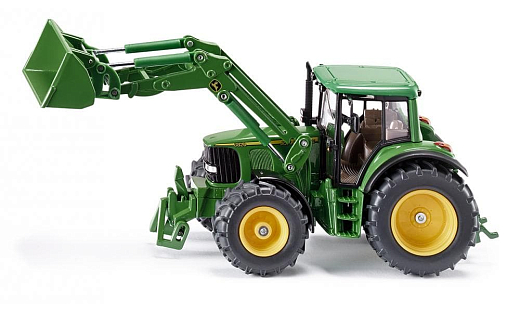 Трактор John Deere с ковшом зеленого цвета от бренда Siku