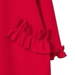 Платье ярко-красного цвета с рюшами на карманах от бренда Abel and Lula