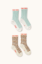 Носки 2 пары Animal print and stripes от бренда Tinycottons