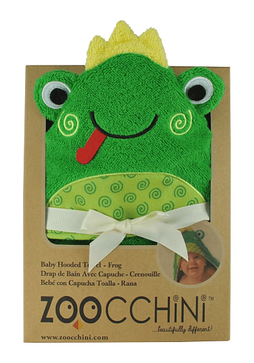 Полотенце с капюшоном Лягушонок Флиппи от бренда Zoocchini