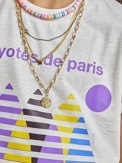 Футболка молочного цвета с ярким принтом от бренда Les coyotes de Paris Разноцветный Молочный