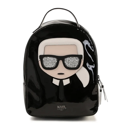 Рюкзак лаковый черного цвета от бренда Karl Lagerfeld Kids