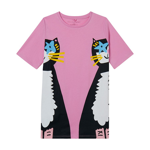 Платье розовое с кошками от бренда Stella McCartney kids