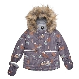 Куртка с зимнем пейзажем, манишка, пинетки, варежки и штаны от бренда Deux par deux