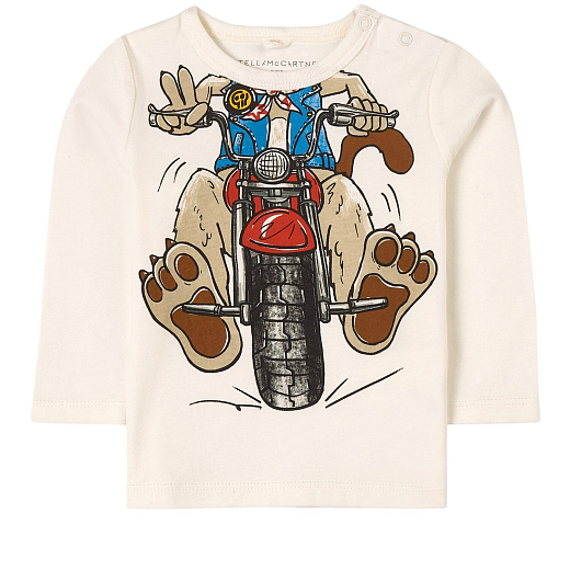 Лонгслив с принтом собаки на мотоцикле от бренда Stella McCartney kids
